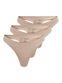 ONLY Lot de 3 sans coutures String -Rugby Tan - 15211630