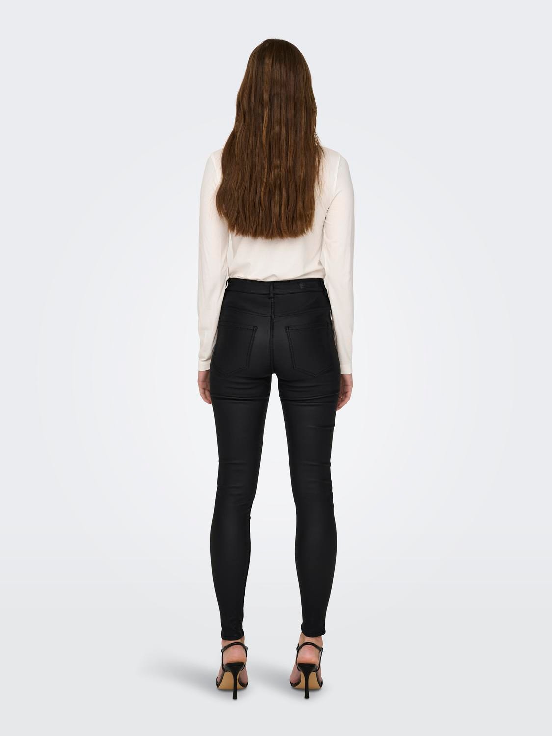 ONLY Skinny coated trousers -Black - 15211786