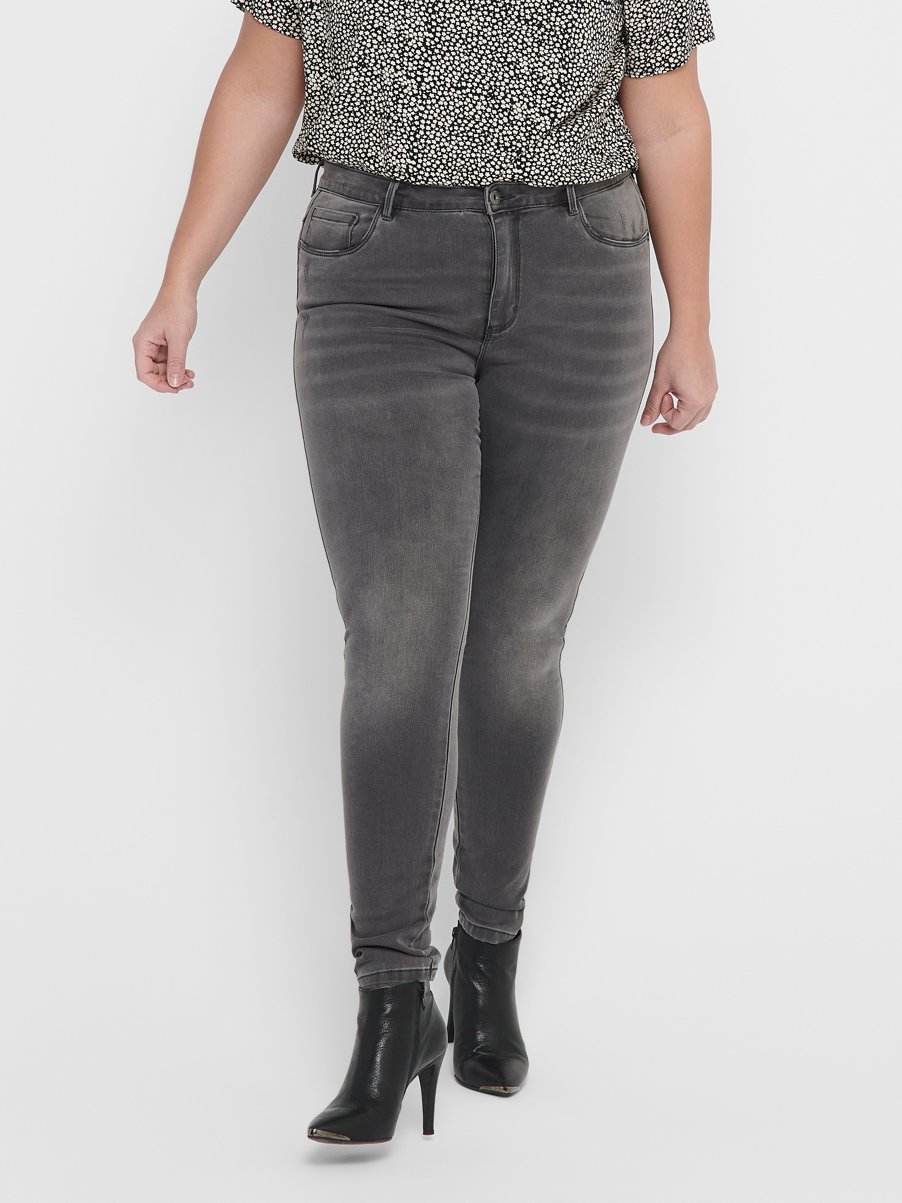 Curvy Caraugusta Life HW Skinny Fit Jeans | Dunkelgrau | ONLY