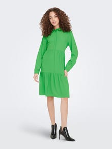 ONLY Regular fit O-hals Manchetten met knoop Volumineuze mouwen Lange jurk -Kelly Green - 15212412