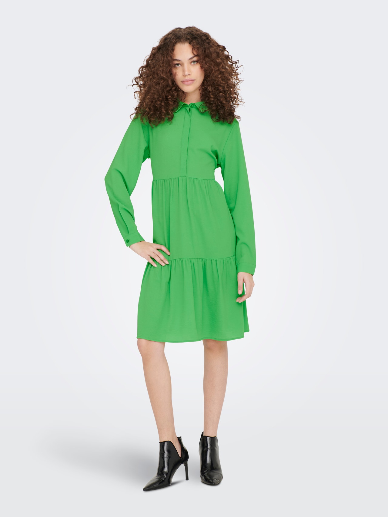 ONLY Enfärgad Skjortklänning -Kelly Green - 15212412