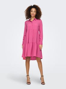 ONLY Solid colored Shirt dress -Shocking Pink - 15212412