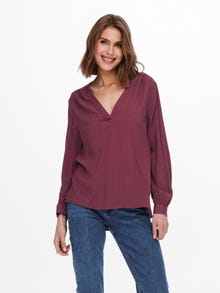 ONLY Loose Fit V-Neck Balloon sleeves Top -Windsor Wine - 15212759