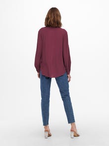 ONLY Loose Fit V-Neck Balloon sleeves Top -Windsor Wine - 15212759