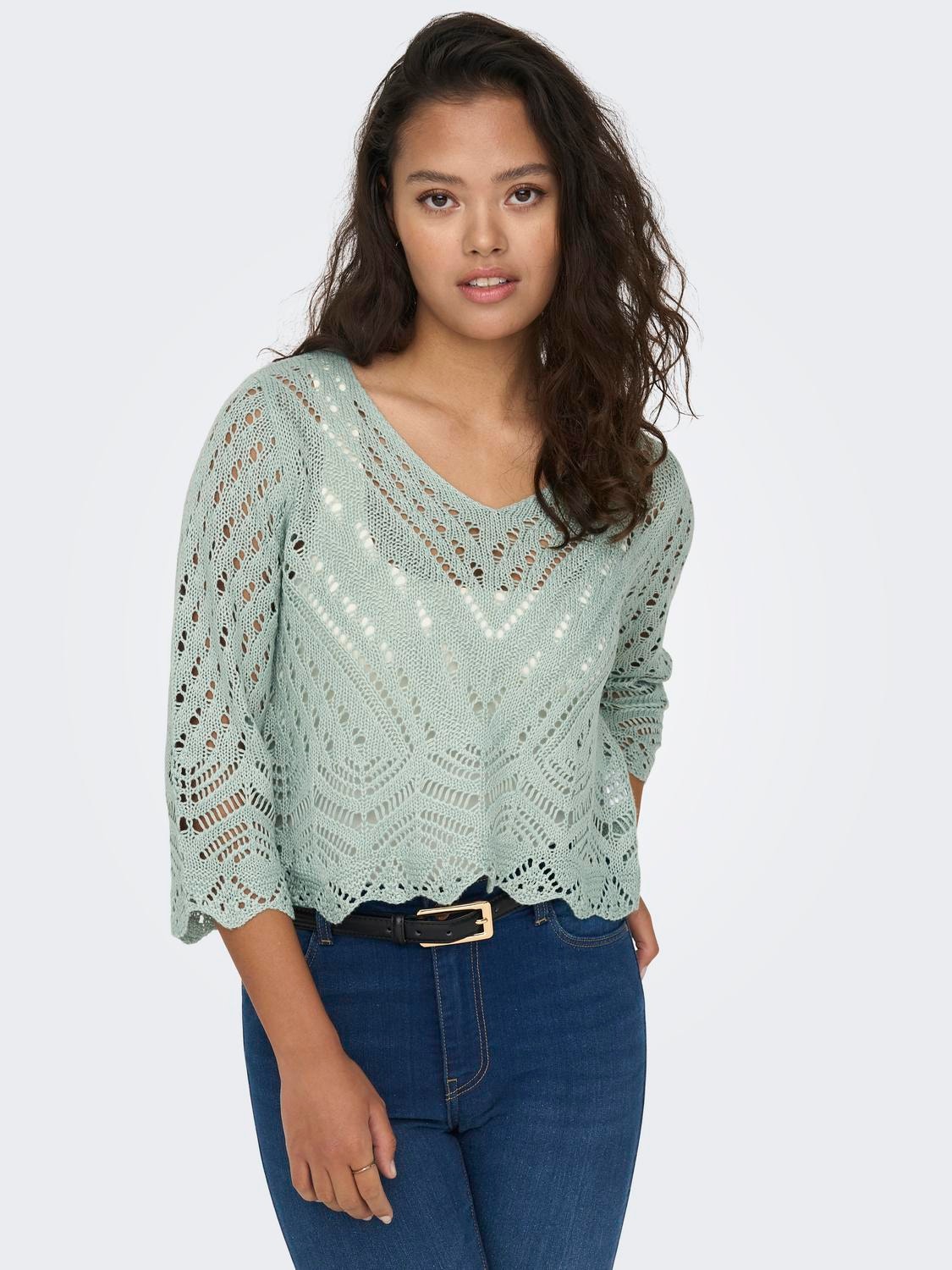 ONLY Kort Strikket pullover -Jadeite - 15212788