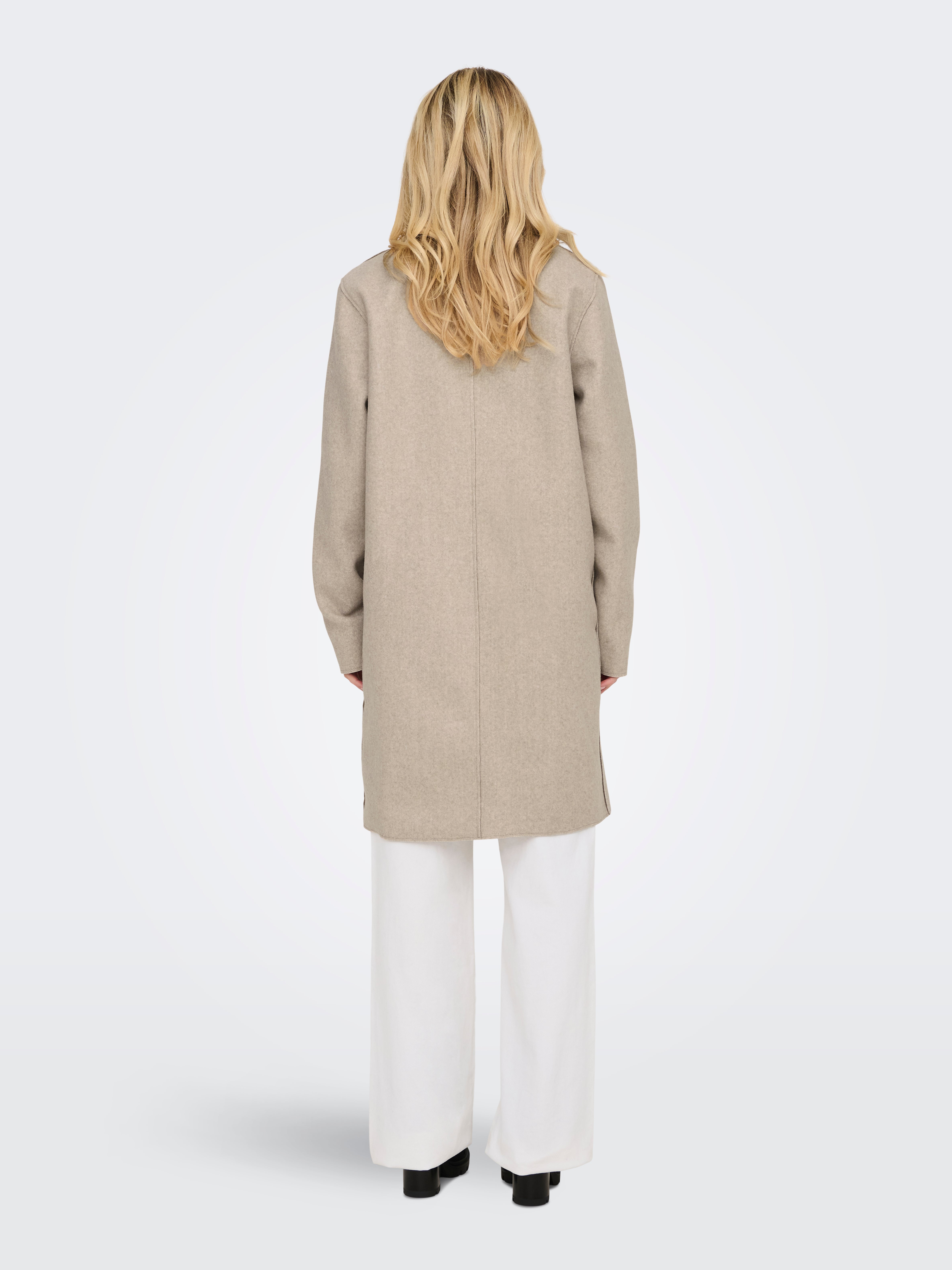 Couleur unie Manteau Beige ONLY