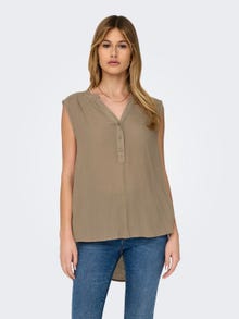 ONLY Long V-Neck Sleeveless Shirt -Mocha Meringue - 15213420
