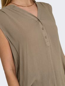 ONLY Long V-Neck Sleeveless Shirt -Mocha Meringue - 15213420
