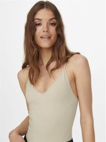 ONLY Nahtloses geripptes Top -Nude - 15213658