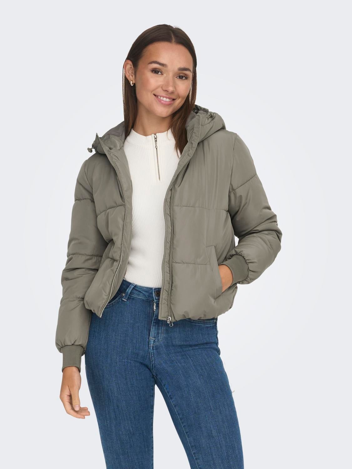 Ribbed hot sale puffer jacket