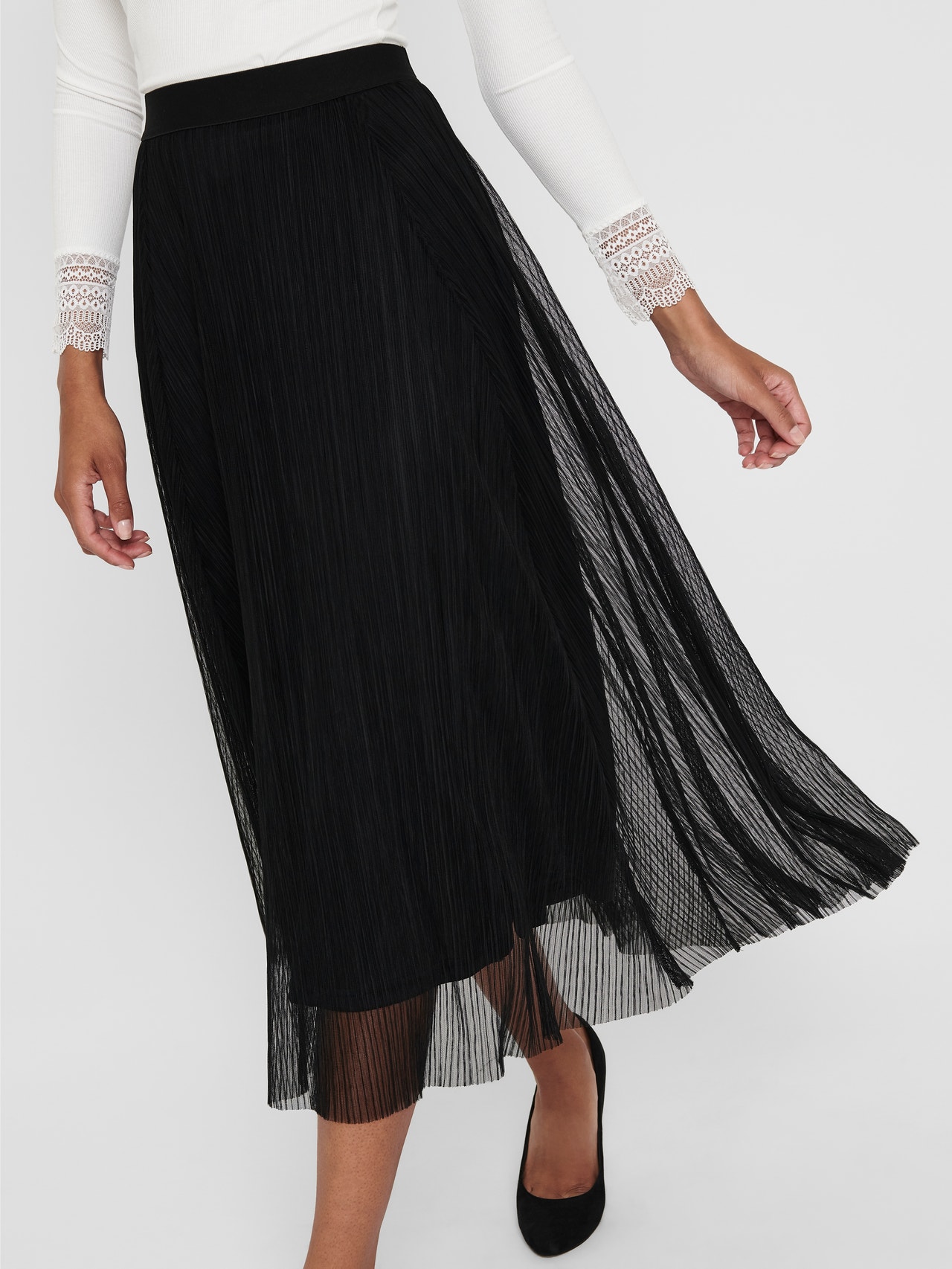 ONLY Mesh Midi skirt -Black - 15214303