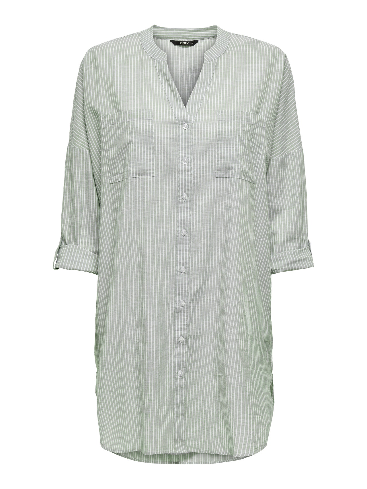 ONLY Oversize Fit Button-down collar Fold-up cuffs Shirt -Hedge Green - 15214381