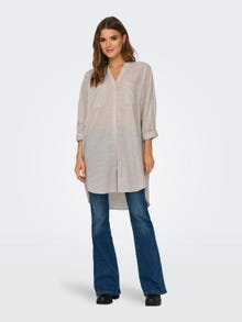 ONLY Oversize Fit Button-down collar Fold-up cuffs Shirt -Pure Cashmere - 15214381