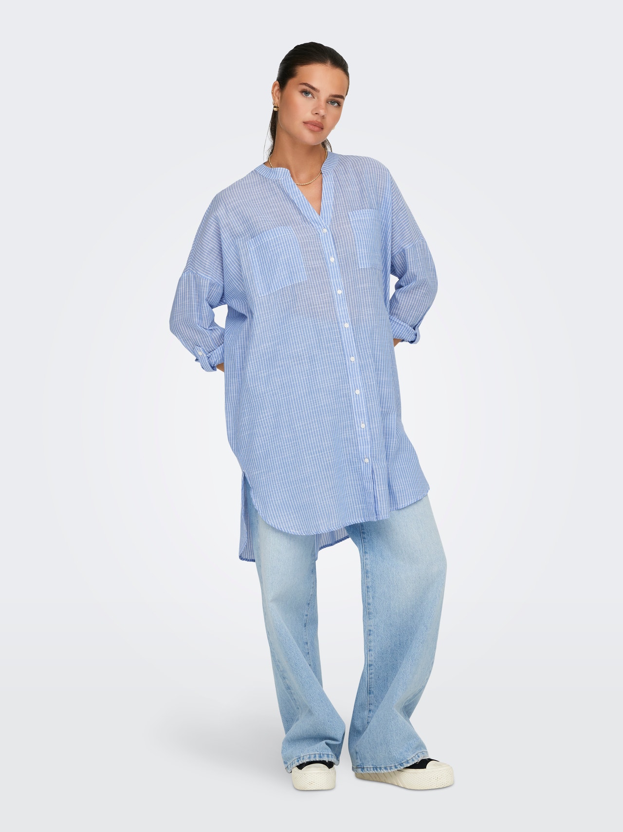ONLY Oversize Fit Button-down collar Fold-up cuffs Shirt -Provence - 15214381