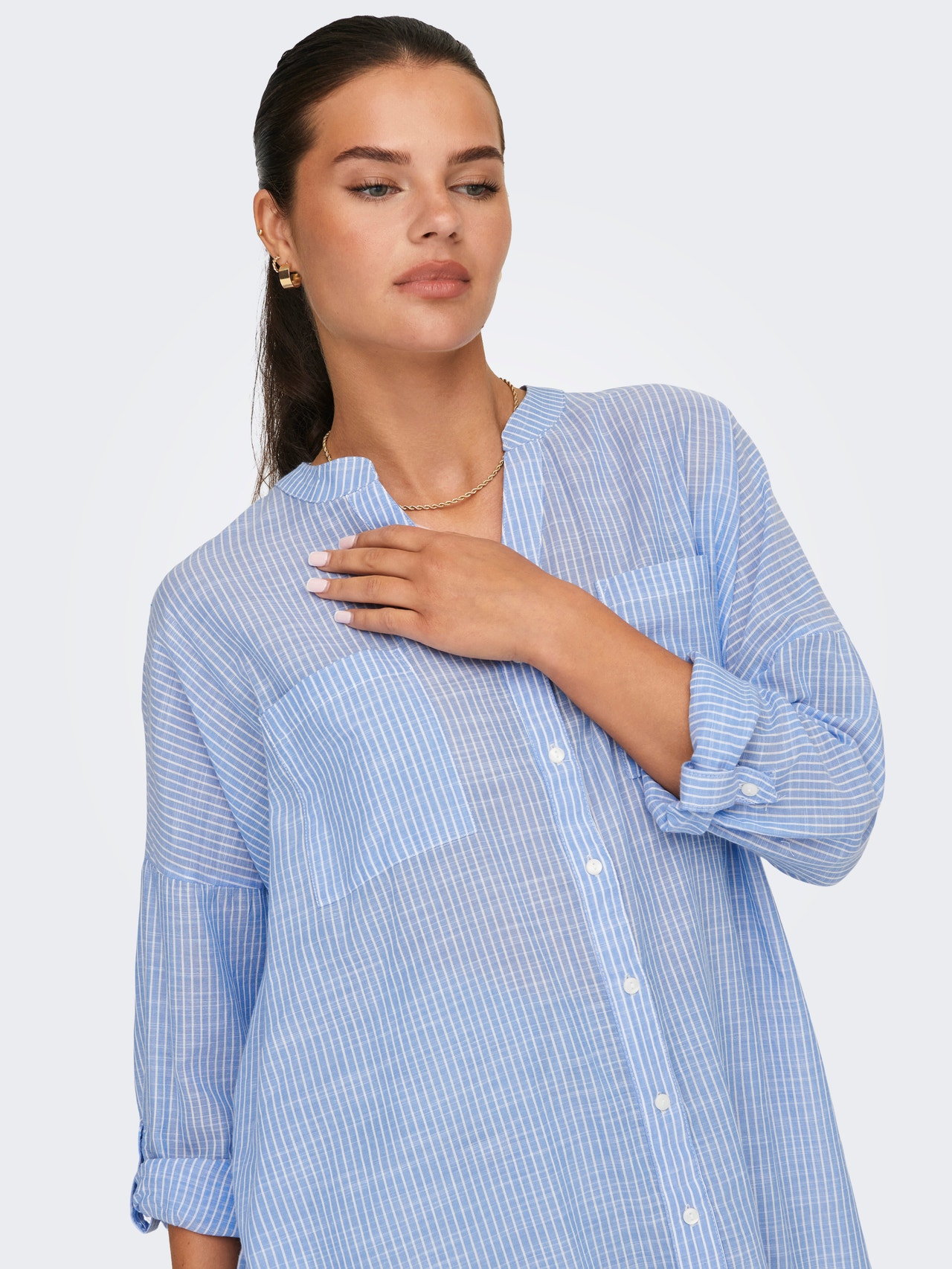 ONLY Oversized fit Button down-kraag Mouwuiteinden met omslag Overhemd -Provence - 15214381