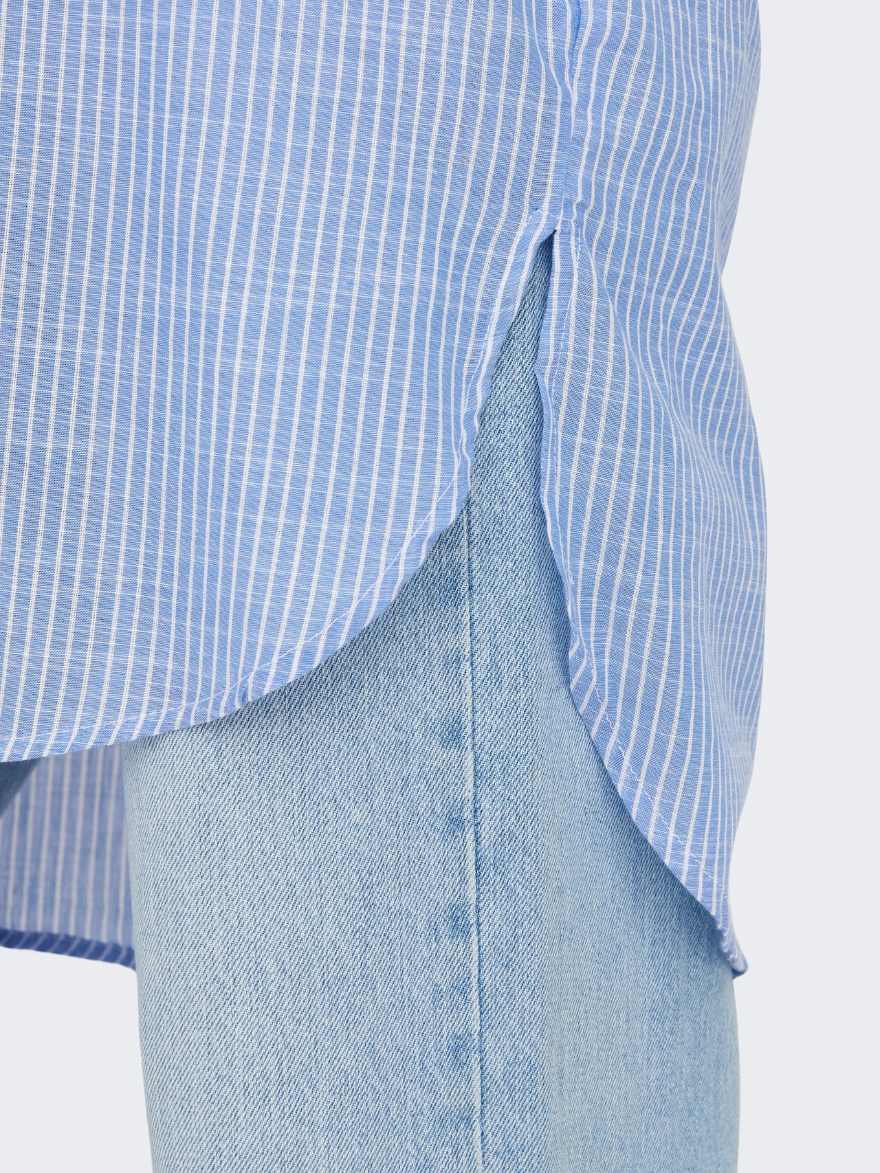 ONLY Locker geschnitten Button-Down Kragen Umgeschlagene Ärmelbündchen Hemd -Provence - 15214381