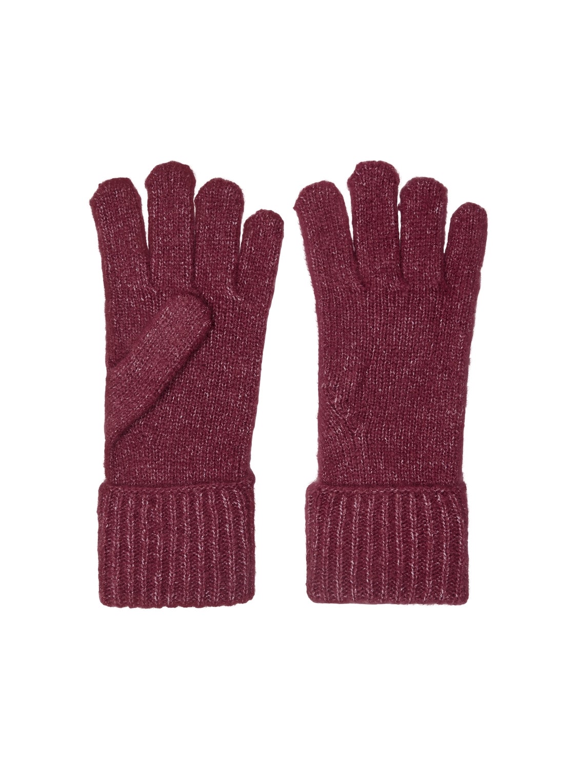 burgundy knitted gloves