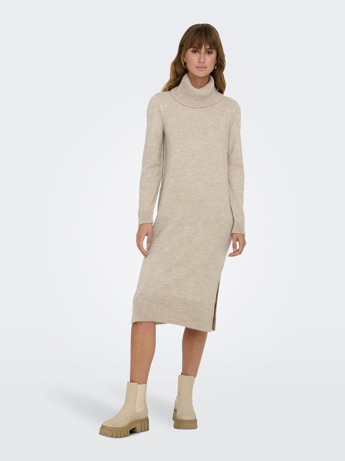 ONLY Col roulé Robe en maille -Pumice Stone - 15214595