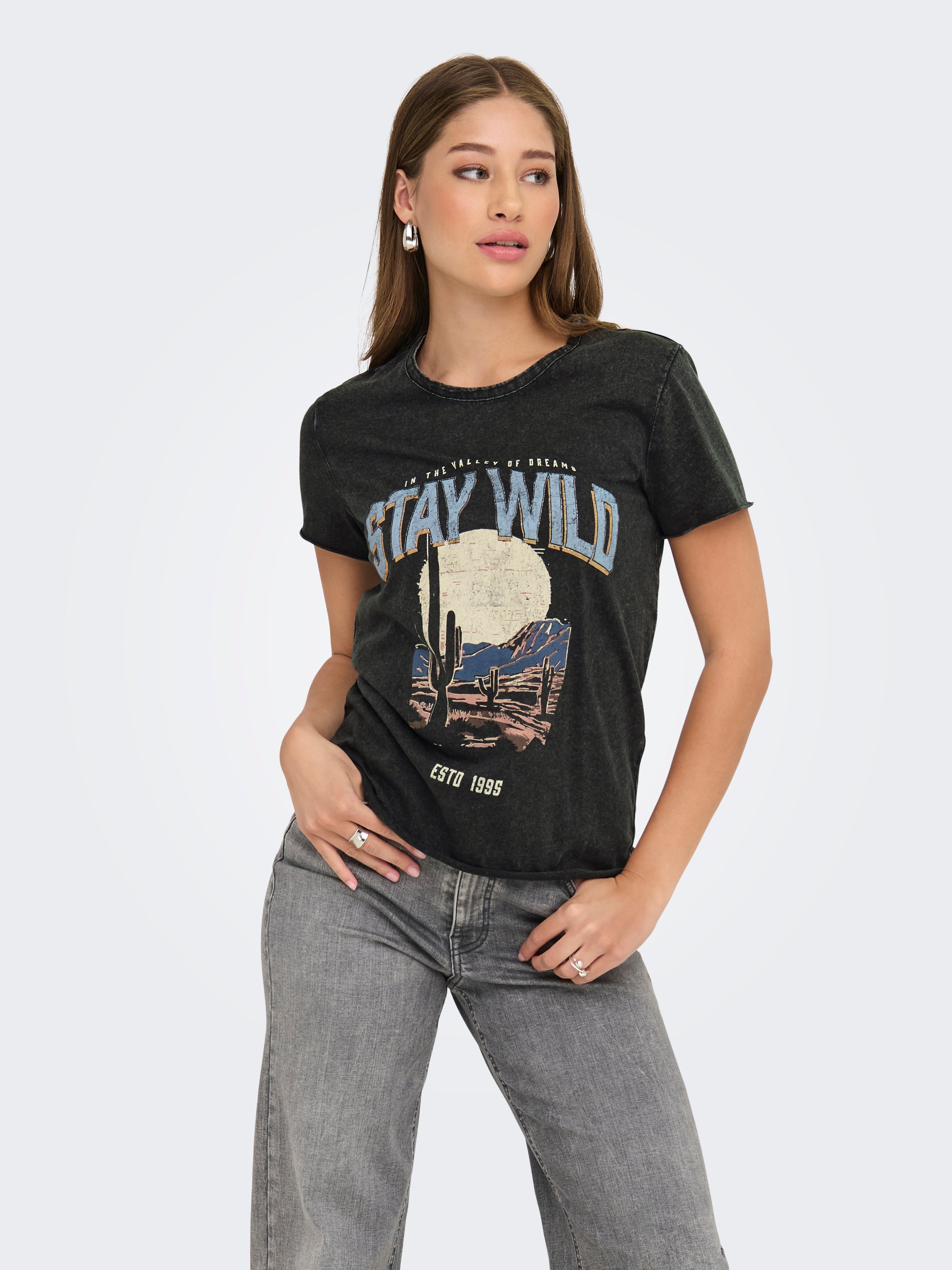 ONLY Onlaria Reg S/S Dessus Tissé Avant T-shirt Femme ONLY Onlaria Reg S/S Dessus Tissé Avant T-shirt Femme