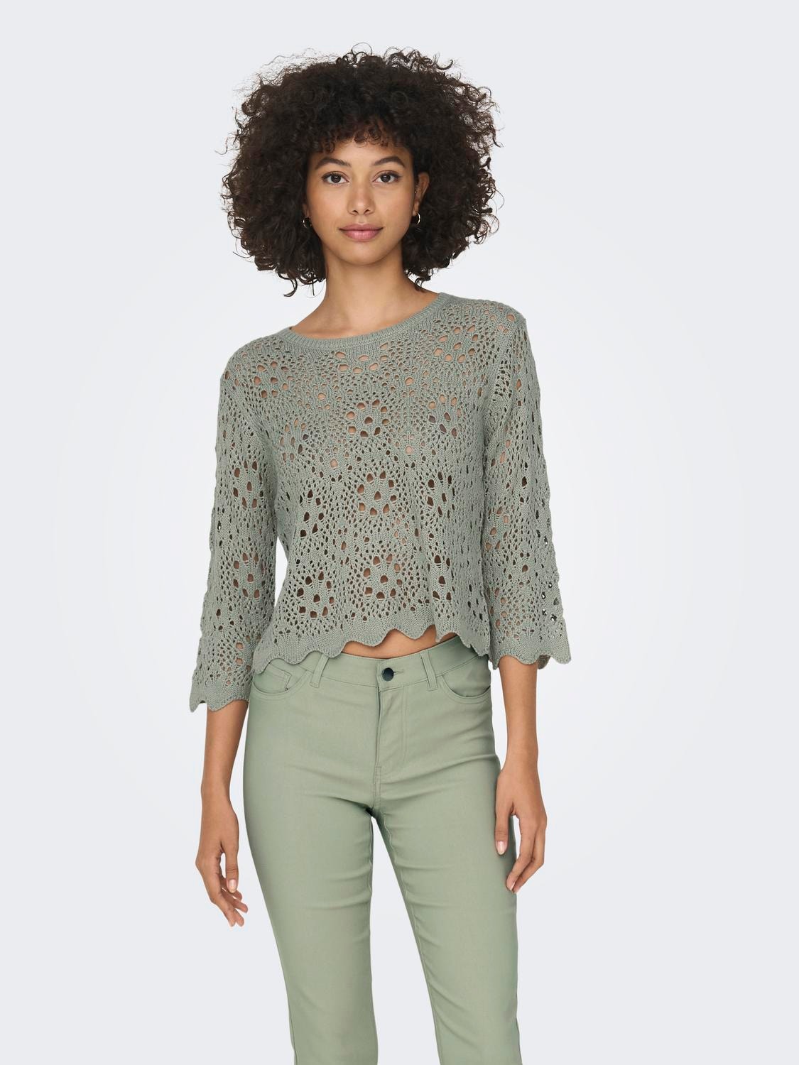 ONLY Round Neck Pullover -Seagrass - 15216114