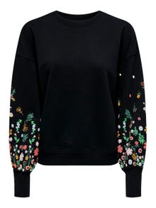 ONLY Printet Sweatshirt med puff ærmer -Black - 15216364