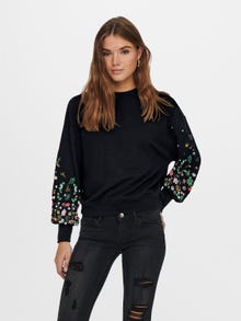 ONLY Printet Sweatshirt med puff ærmer -Black - 15216364