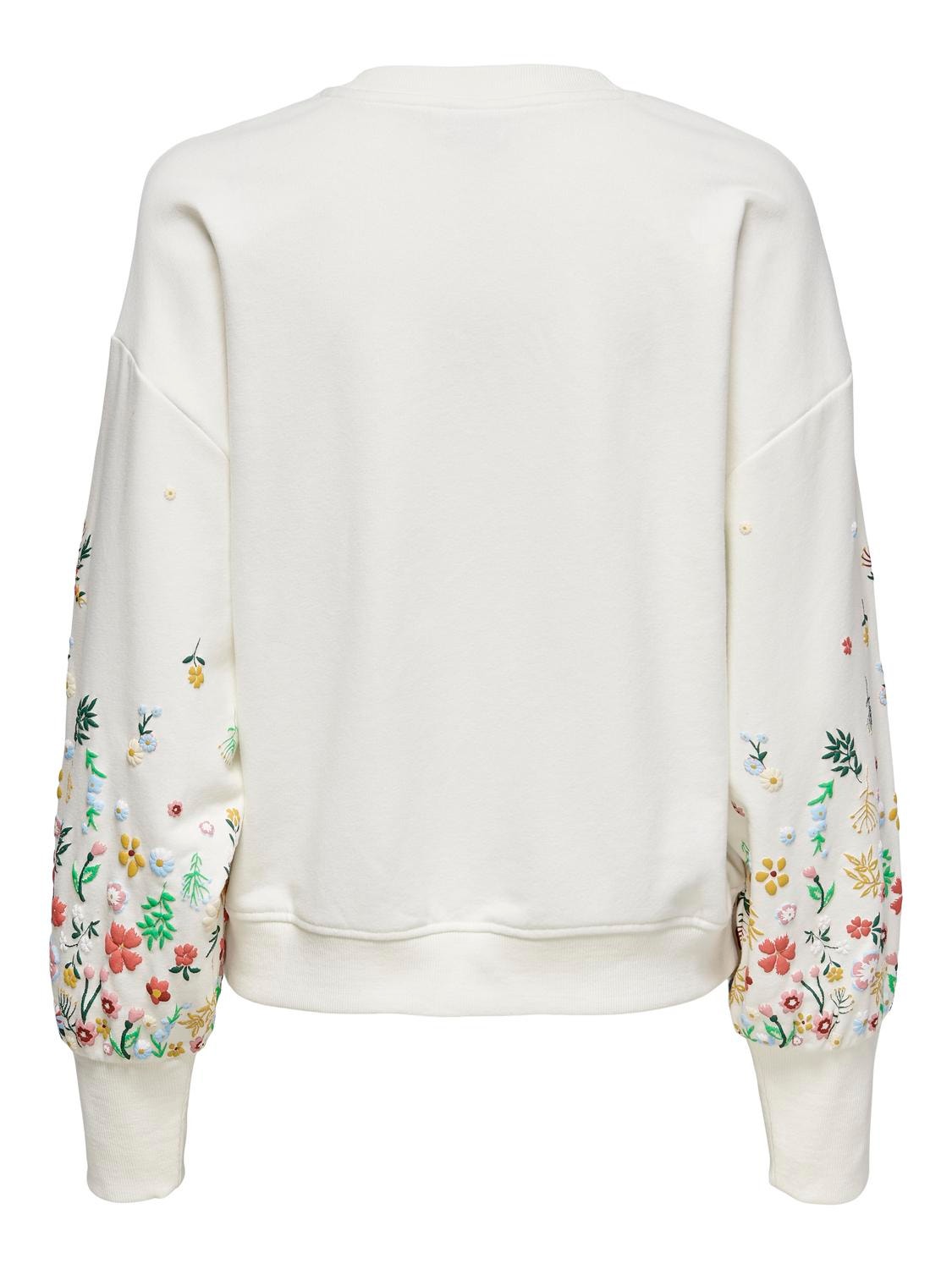 ONLY Printet Sweatshirt med puff ærmer -Cloud Dancer - 15216364