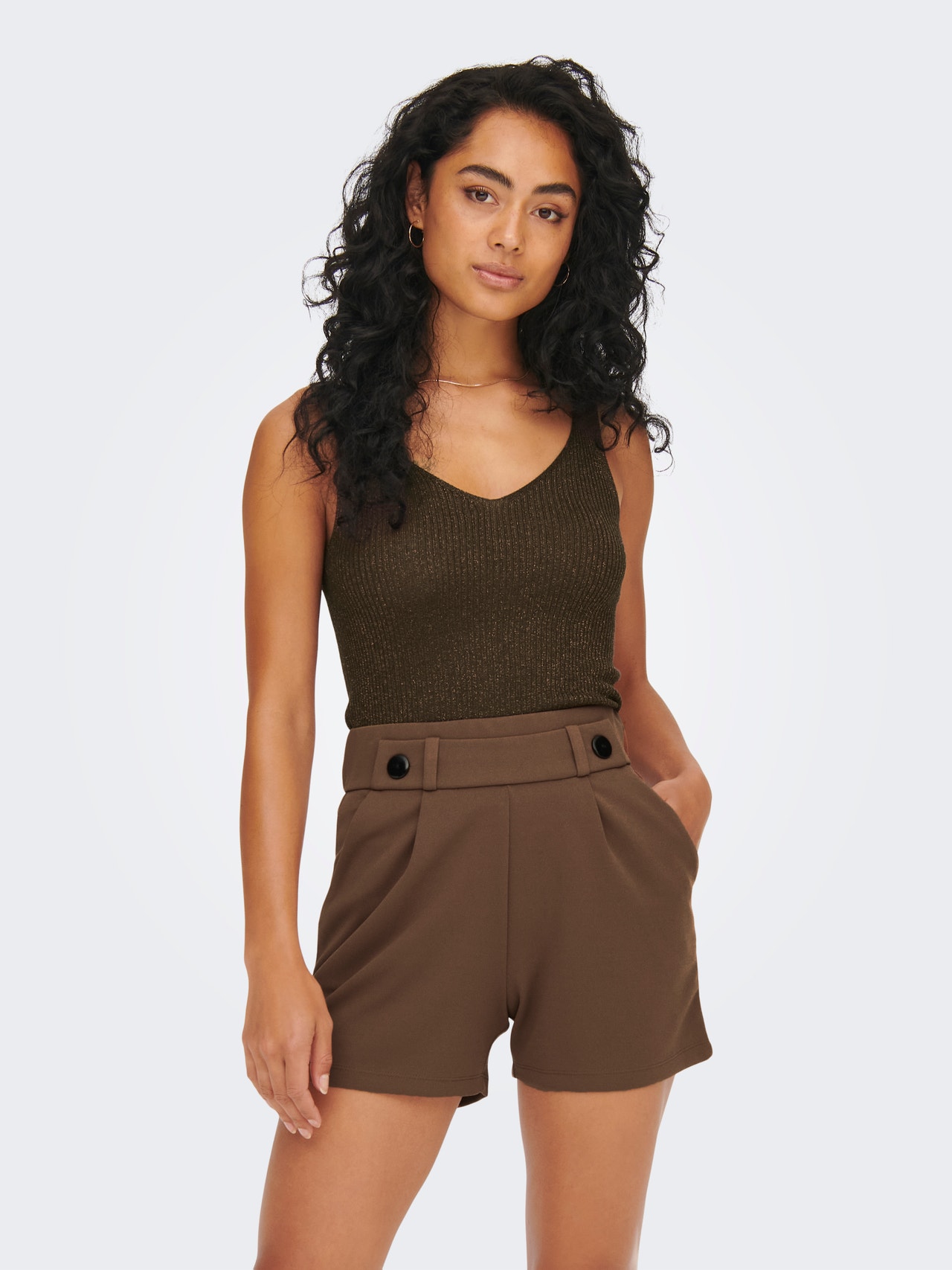 ONLY Col en V Top sans manches -Chocolate Brown - 15216492