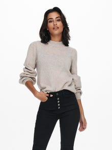 ONLY Knit Fit Round Neck High cuffs Balloon sleeves Pullover -Chateau Gray - 15216638