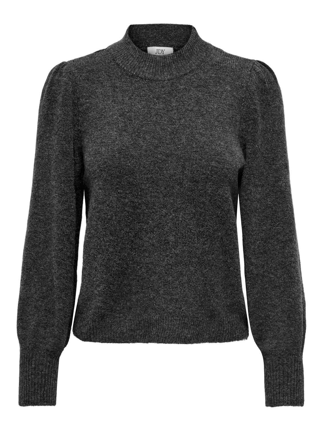 ONLY High neck knitted pullover -Dark Grey Melange - 15216638