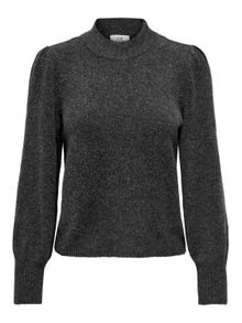 ONLY High neck knitted pullover -Dark Grey Melange - 15216638