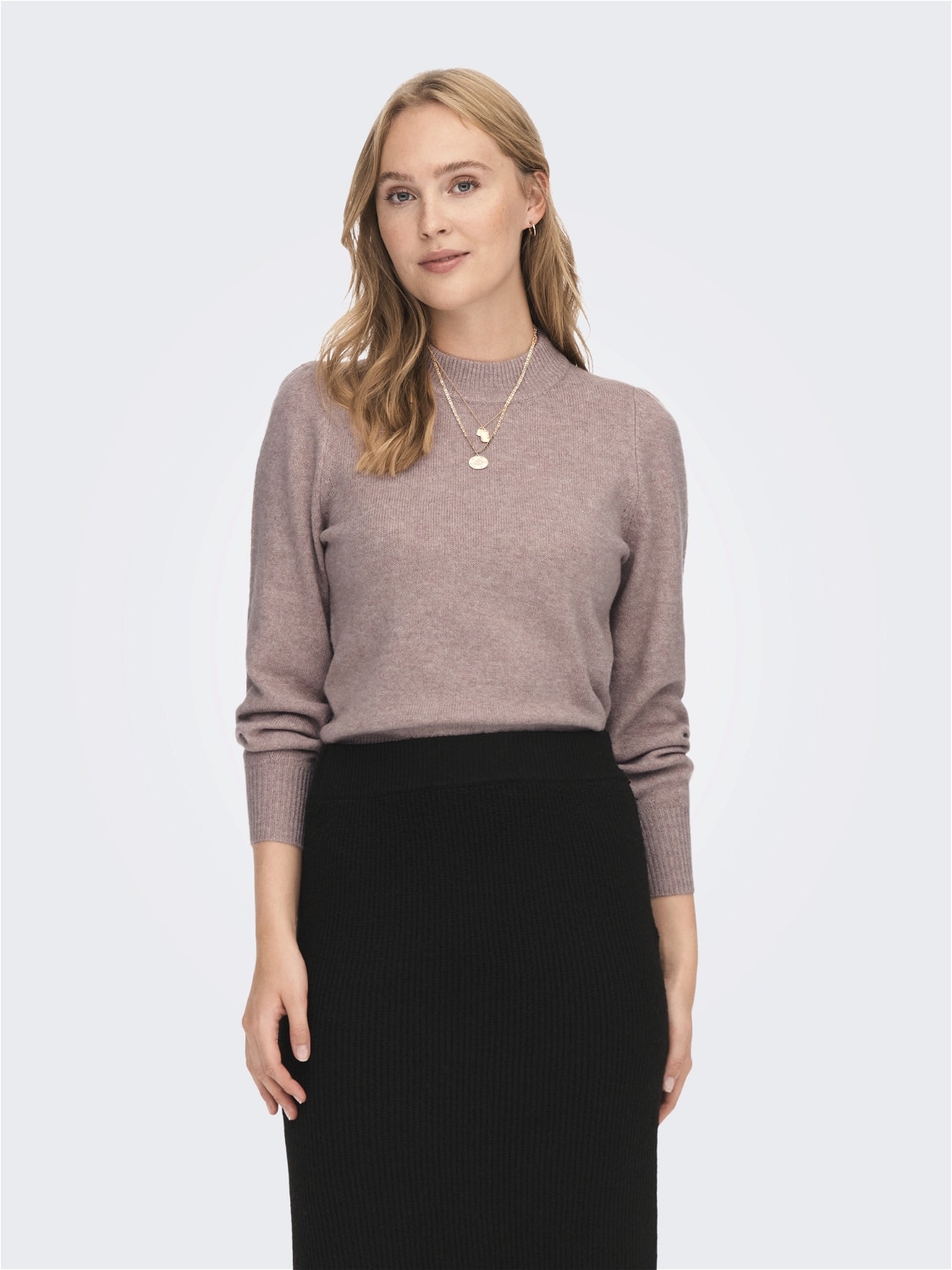 ONLY High neck knitted pullover -Woodrose - 15216638