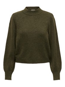 ONLY Knit Fit Round Neck High cuffs Balloon sleeves Pullover -Dark Olive - 15216638