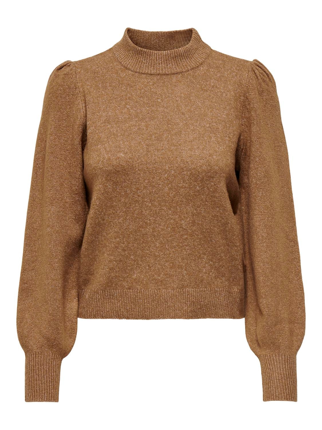 ONLY Knit Fit Round Neck High cuffs Balloon sleeves Pullover -Toasted Coconut - 15216638