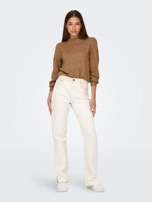 ONLY High neck knitted pullover -Toasted Coconut - 15216638