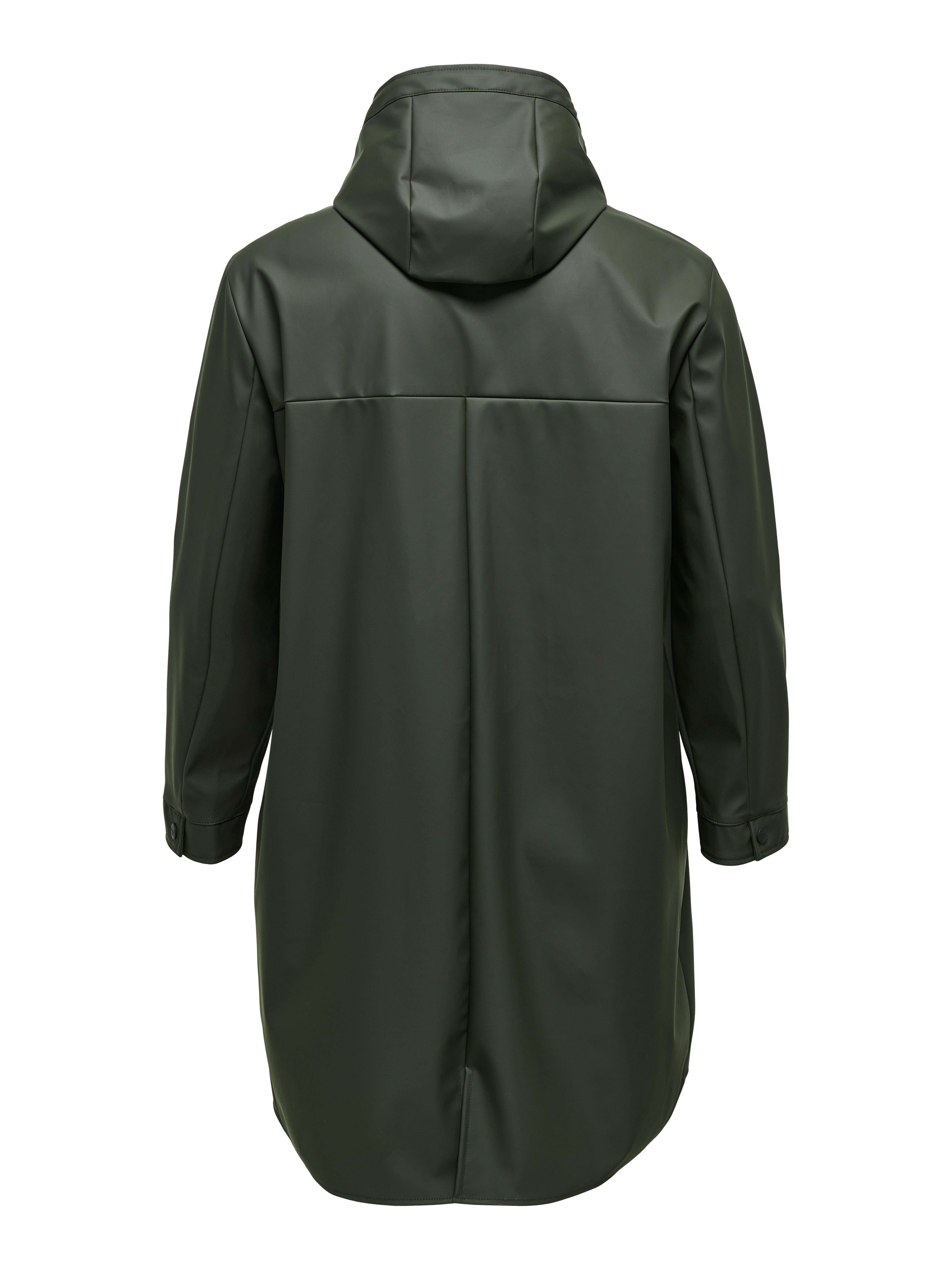 dark green rain coat