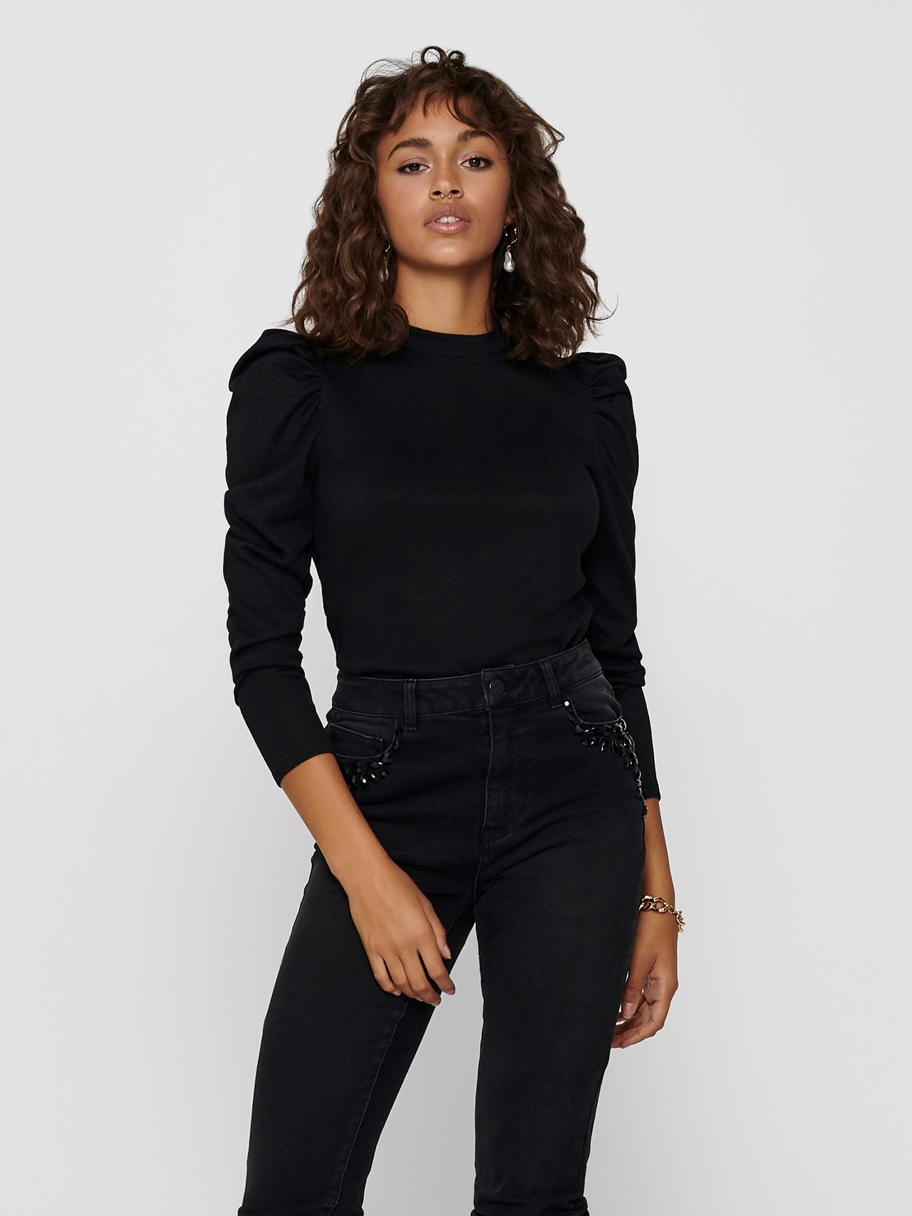 ONLY Puff sleeve Top -Black - 15217180