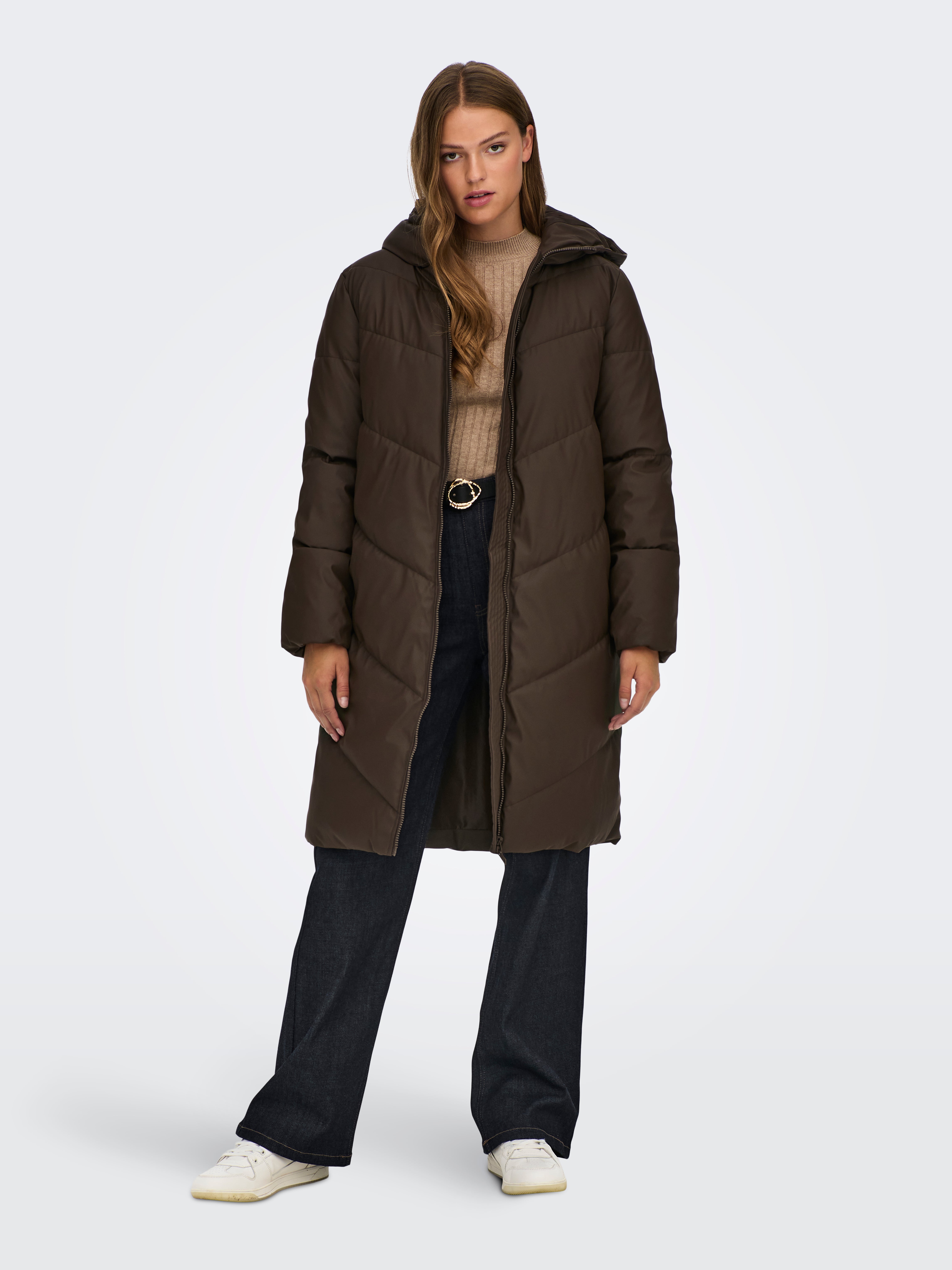 water repellent long padded parka