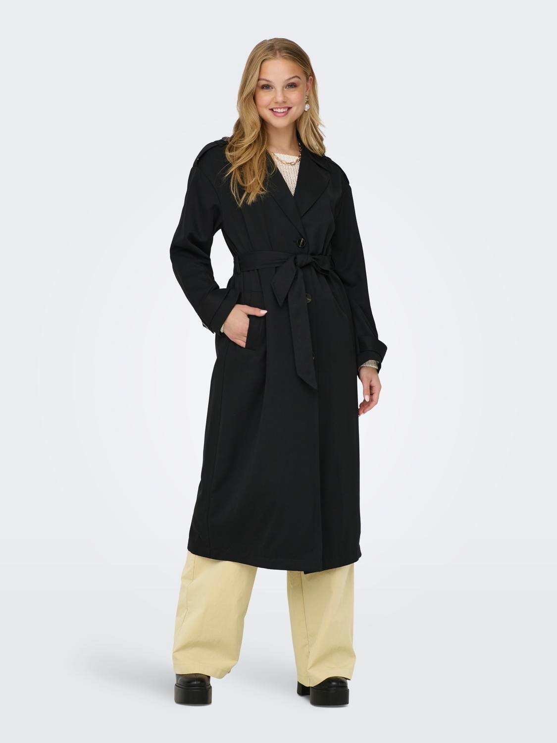 ONLY Long Trench -Black - 15217799