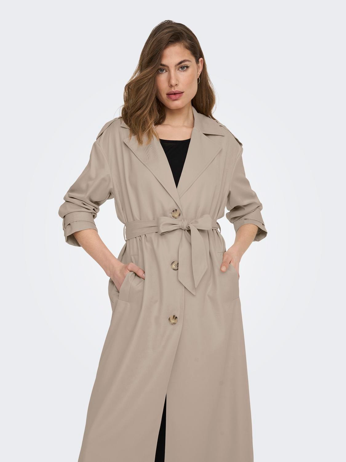 ONLY Long Trenchcoat -Humus - 15217799