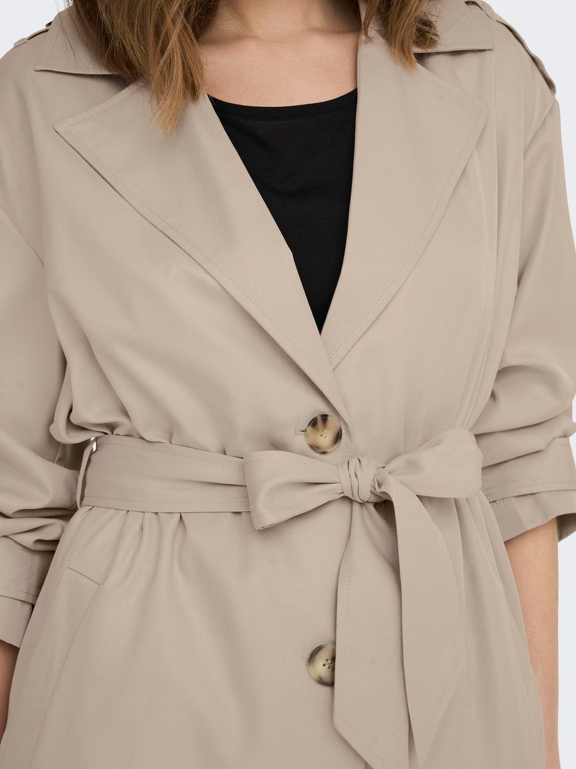ONLY Trench-coats Col à revers -Humus - 15217799
