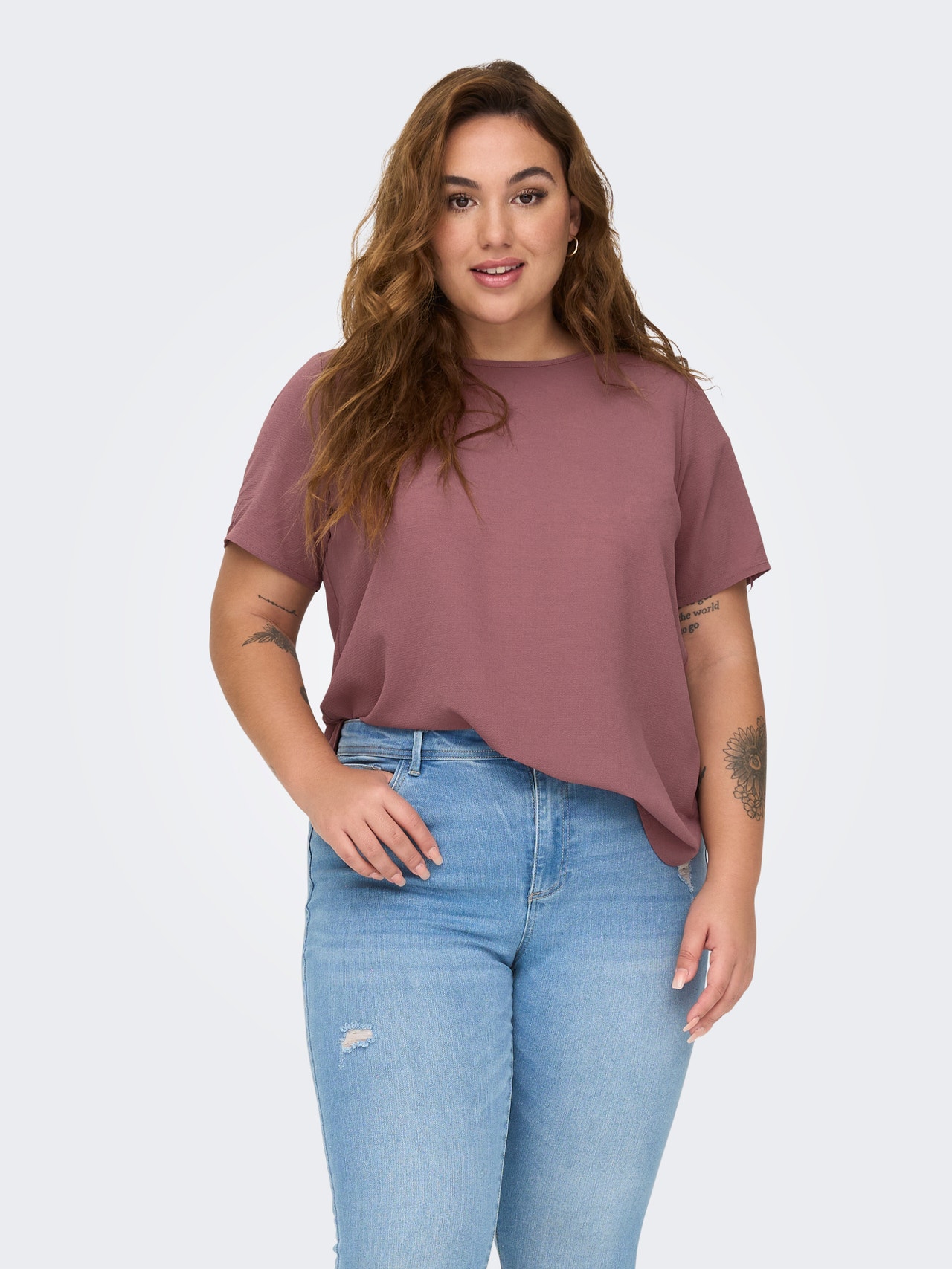 ONLY Tavapärane lõige Sirge kaelus Top -Rose Brown - 15218353