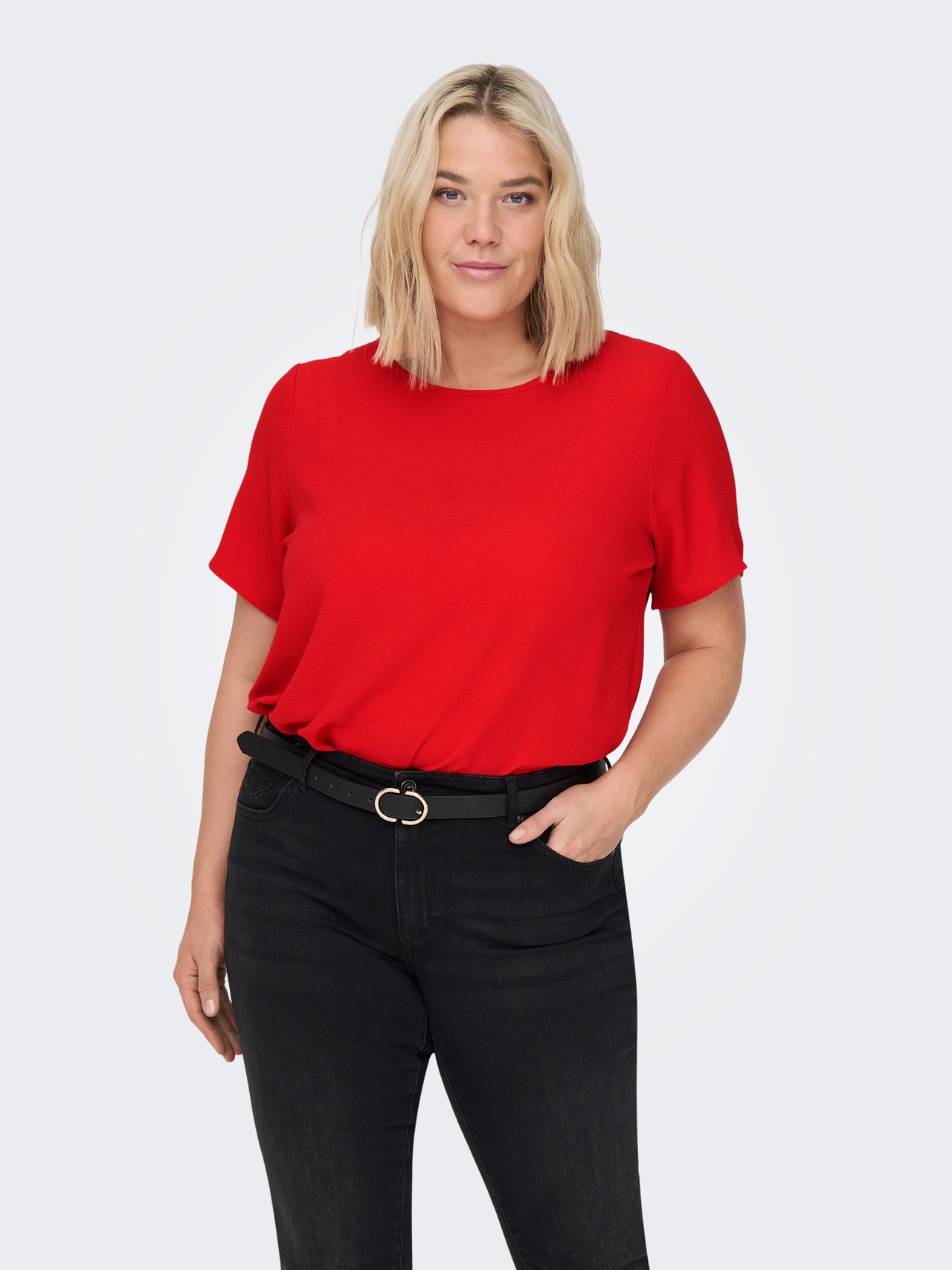 ONLY Curvy short sleeve Top -High Risk Red - 15218353