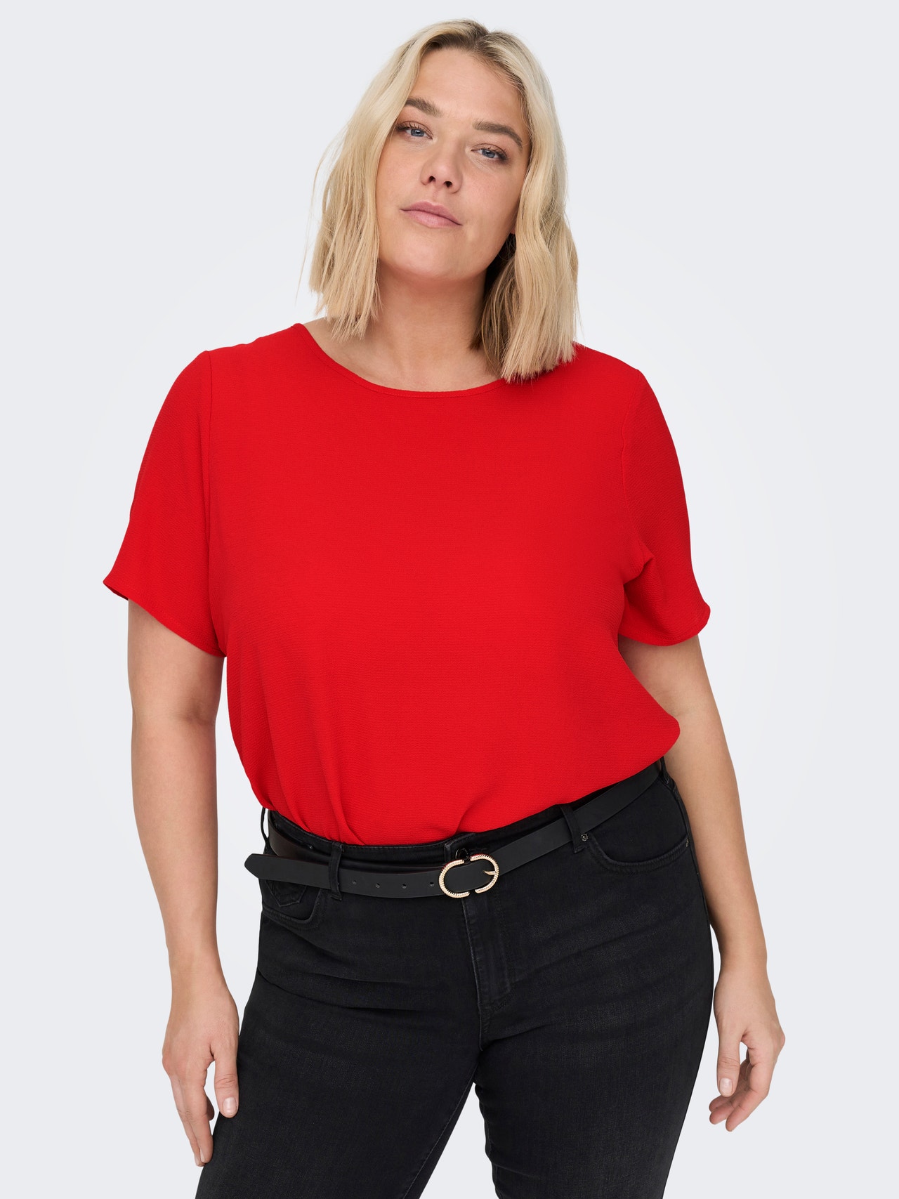 ONLY Curvy short sleeve Top -High Risk Red - 15218353