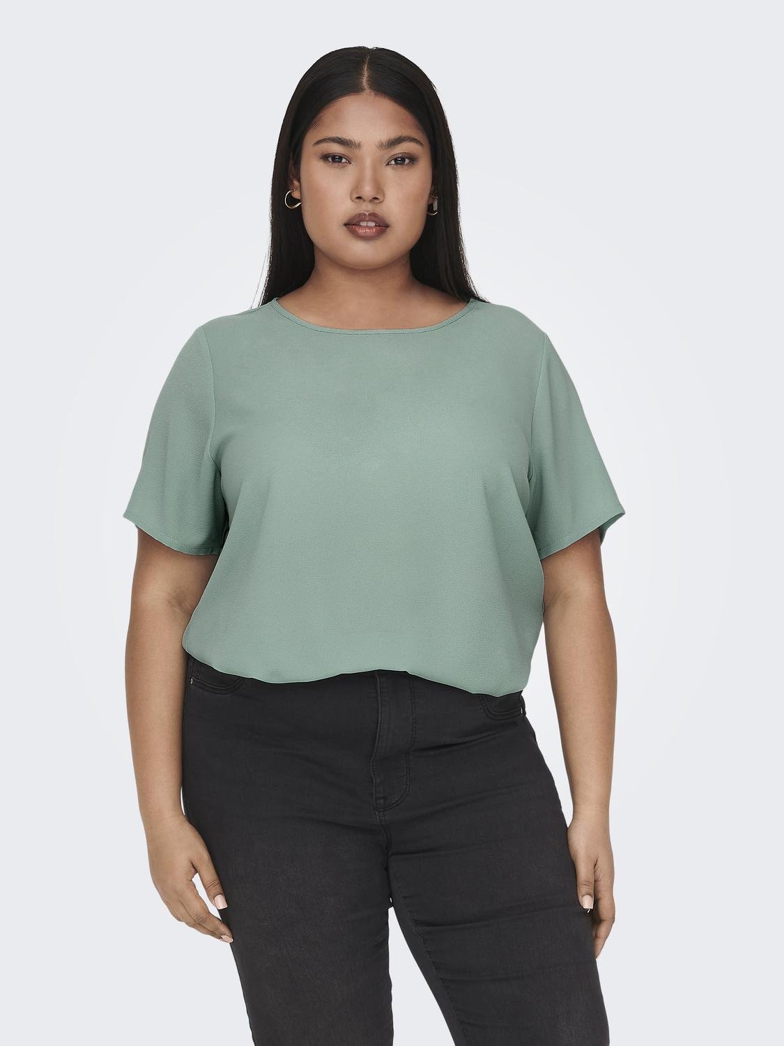 Curvy short sleeve Top, Medium Turquoise