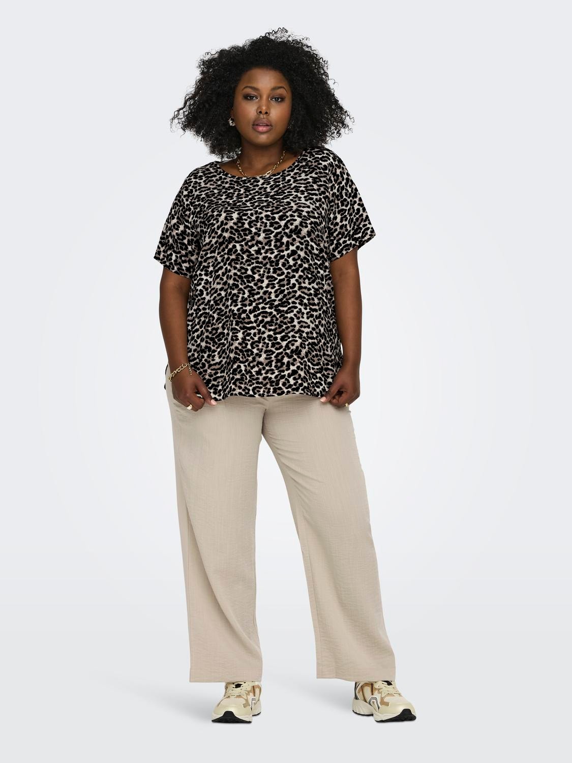 ONLY Curvy short sleeve Top -Pumice Stone - 15218353