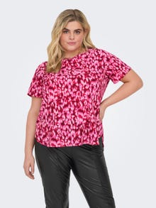 ONLY Curvy short sleeve Top -Lipstick Red - 15218353