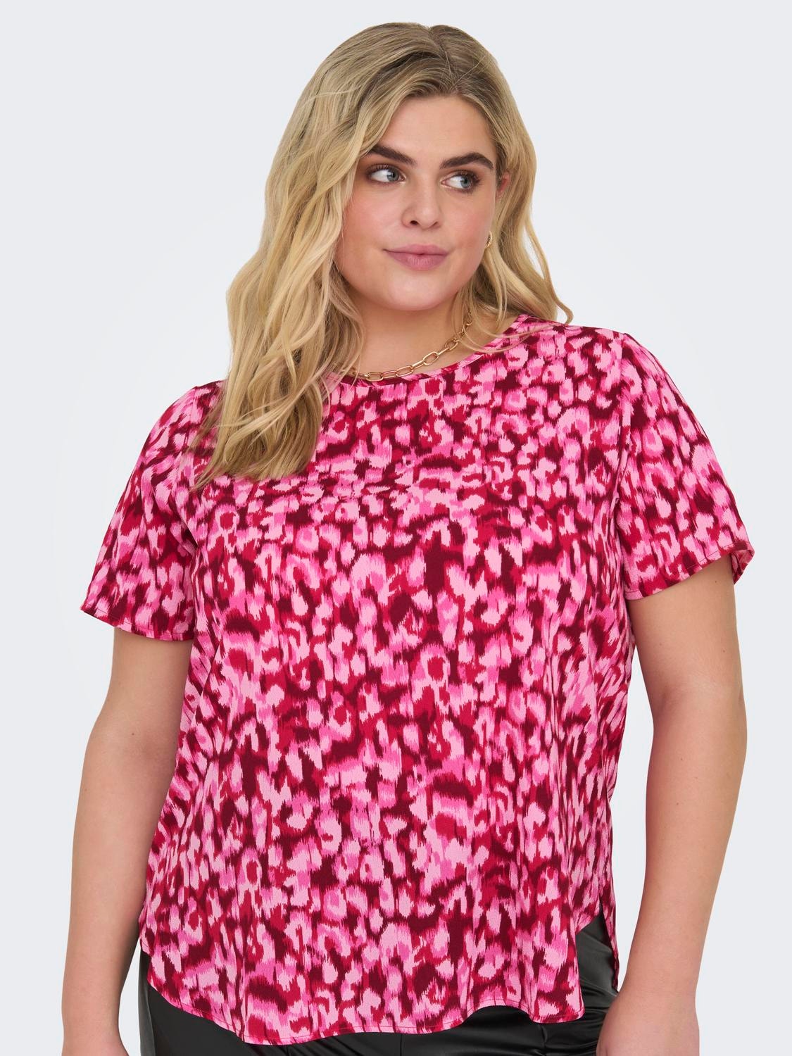 ONLY Curvy short sleeve Top -Lipstick Red - 15218353