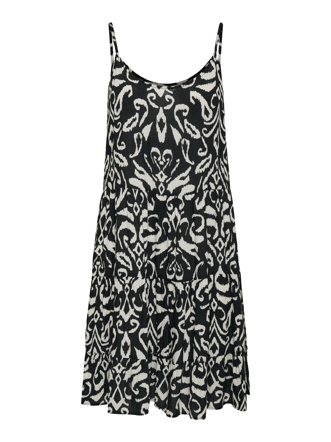 ONLY Printet ærmeløs kjole -Black - 15218451