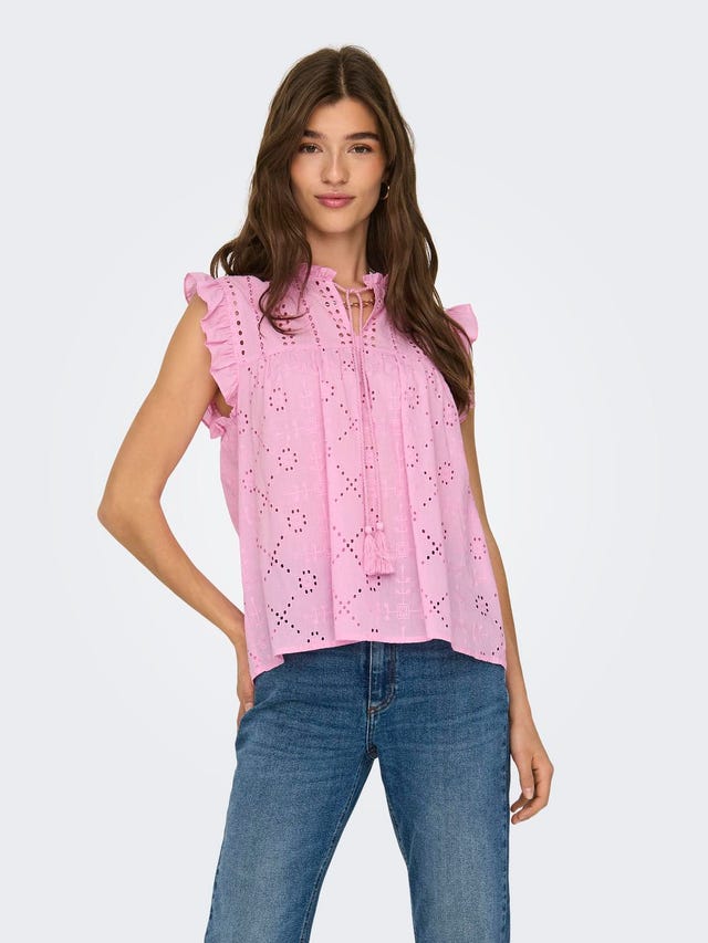 ONLY O-neck lace top - 15218460